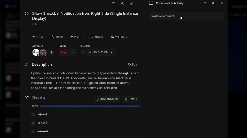 Zoobbe real-time collaboration — mentions and reactions